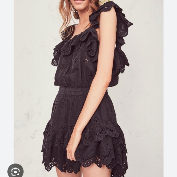 Dresses & Skirts - Loveshackfancy marina black eyelet ruffle mini dress